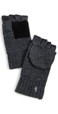 Polo Ralph Lauren Wool Blend Convertible Gloves Charcoal Heather One Size