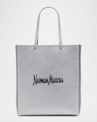 Neiman Marcus Metallic Vegan Leather Tote Crossbody Bag