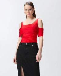 Pinko - Body en jersey à épaules dénudées - Taille XL - Rouge