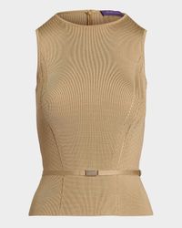 Belted Stretch Silk Sleeveless Sweater
