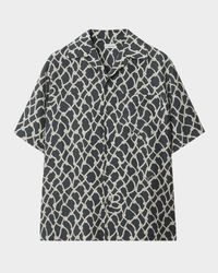 Men's Silk Rope-Patterned Camp Shirt