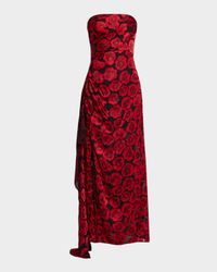 Lulu Floral-Print Strapless A-Line Gown