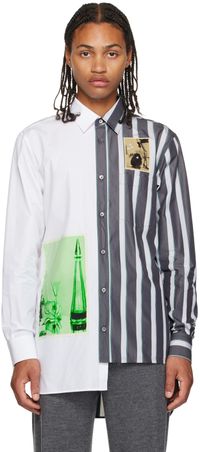 Lanvin White & Gray Asymmetric Shirt