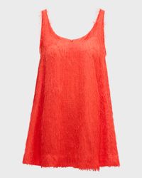Scoop-Neck Sleeveless Fringe Fil Coupe Mini Dress