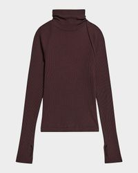 Rib-Knit Shrug Turtleneck