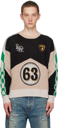 Rhude Beige Lamborghini Edition Graphic Sweater