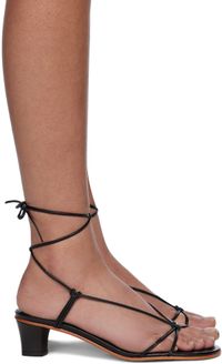 Martiniano Black Spaghetti Heeled Sandals