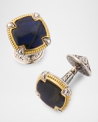 Men's Sterling Silver and 18K Gold Labradorite Cufflinks