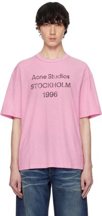 Acne Studios Pink Relaxed Fit Logo T-shirt