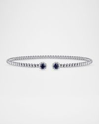 14K White Gold Bujukan Bead Split Cuff Bracelet with Sapphire and Diamond