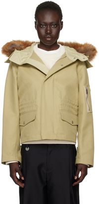 Burberry Blouson court kaki à garniture en fourrure synthétique