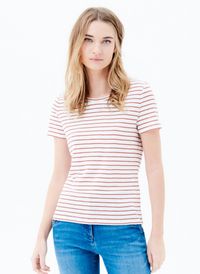 Caroll - Tee-shirt col rond rayé en coton mélangé - Taille XL - Rouge