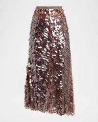 Asymmetric Paillette Midi Skirt