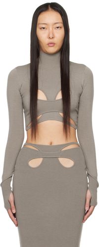 Dion Lee T-shirt à manches longues taupe à assemblage torsadé