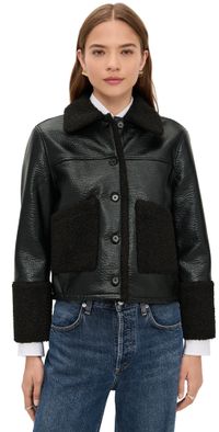 RAILS Dria Faux Leather Jacket Black Shearling M