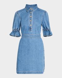Nataly Denim Puff-Sleeve Mini Dress