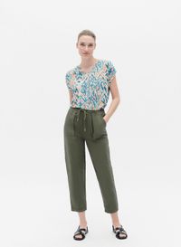Caroll - Pantalon droit en lin mélangé - Taille 46 - Vert