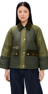 Barbour Martha Quilted Jacket Olive/Dark Moss/Ancient Tartan 10