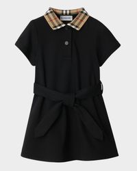 Girl's Astrid Check Polo Shirtdress, Size 6M-2T