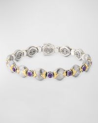 Sterling Silver and Amethyst Quartz Bracelet with 18K Yellow Gold