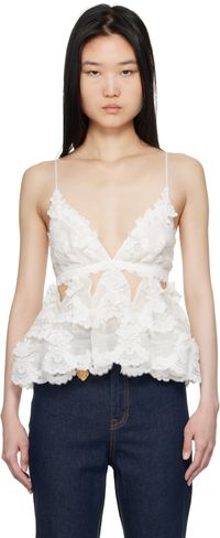 ZIMMERMANN Off-White Crush Lace Motif Tiered Camisole