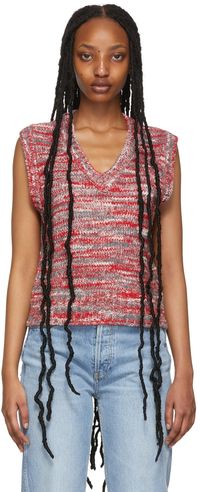 Re/Done Red & Grey 60s Sweater Vest