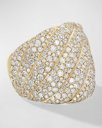 20mm Sculpted Cable Ring with Diamonds in 18K Gold