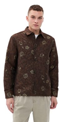 Les Deux Kaleb Flower Jacquard Overshirt Monk's Robe L