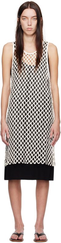 BITE White & Black Evening Lace Shift Midi Dress