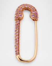18K Rose Gold Pink Sapphire Safety Pin Earring, Single (Left)