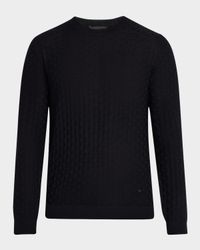 Men's Merino Wool Basketweave Crewneck Sweater