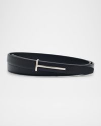 Grain Leather Slim T Belt