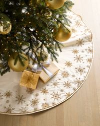 Beaded Silver and Gold Snowflake 54" Tree Skirt