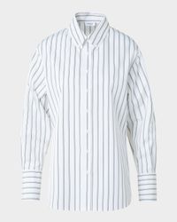 Striped Cotton Poplin Button-Down Shirt