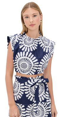 lemlem Muna Ruched Crop Top Zeina Navy XS