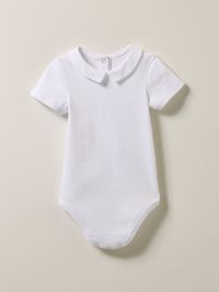 Cyrillus - Body col ottoman en coton biologique - Taille 18M - Blanc