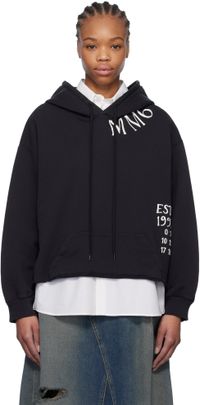 MM6 Maison Margiela Pull à capuche noir à bord brut