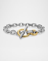 Mercer Single Row Toggle Bracelet with Diamonds in Silver and 18K Gold, 5mm