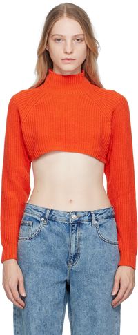 Moschino Jeans Orange Embroidered Turtleneck