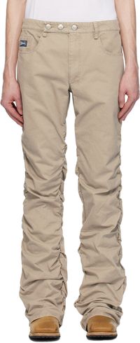 MISBHV Beige Cotton Twill Stacked Trousers