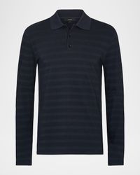 Men's Jacquard Stripe Long-Sleeve Polo Shirt