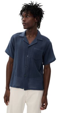Bather Wool Gauze Short Sleeve Camp Shirt Steel M