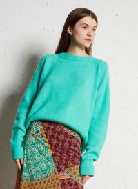 American Vintage - Pull ample col rond en laine mélangée - Taille M/L - Bleu