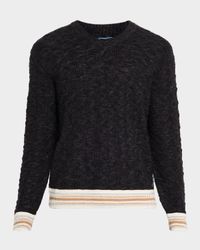 Men's Cable Knit Loose-Fit V-Neck Sweater