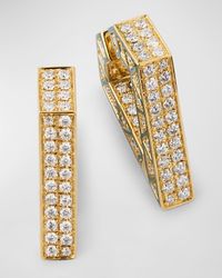 18K Yellow Gold White Diamond and Green Enamel Brute Maxi Earrings