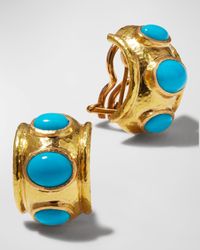 19K Turquoise Huggie Hoop Earrings