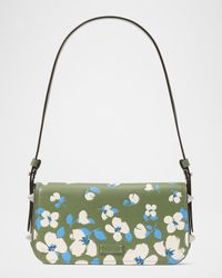 liv painterly bouquet embossed leather shoulder bag