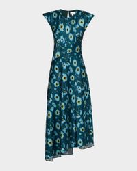 Violeta Asymmetric Satin Midi Dress