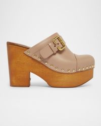 Jeannette Leather Platform Clogs