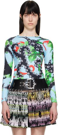 Chopova Lowena T-shirt ajusté Spangle Tangle bleu en jersey